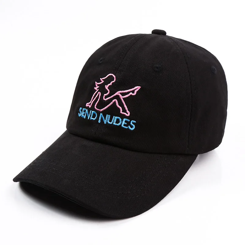 Черный Письмо отправить NUDES Snapback кепка хлопок бейсбольная кепка для мужчин и женщин Регулируемая Хип-хоп шляпа папы костяная Garros Casquette - Цвет: Черный