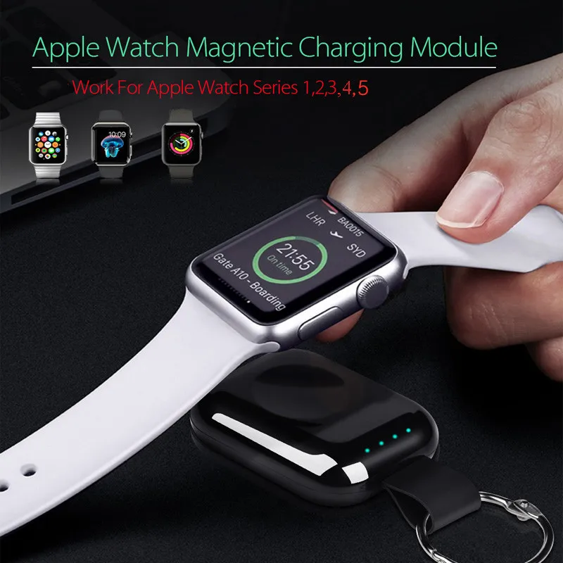 Внешний аккумулятор для Apple Watch 1, 2, 3, 4, 5, беспроводное зарядное устройство, внешний аккумулятор 700 мА/ч, портативное зарядное устройство для путешествий, для улицы, QI, беспроводное зарядное устройство