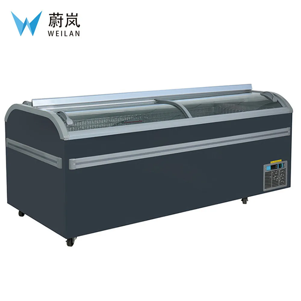 

Single temperature direct cooling island deep freezer for supermarket