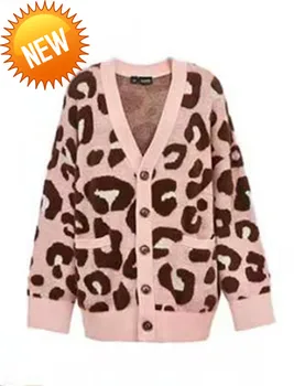 

Winter Autumn Women's Leopard Print Cardigan