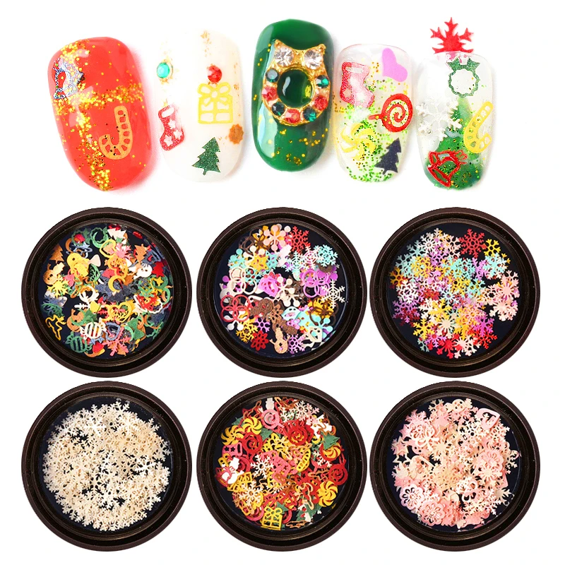 

Mix Snowflakes Tree Bell Gift Sock Deer Paillettes Colorful Sequins for Crafts Ultrathin Confetti Christmas Nail Art Decorations