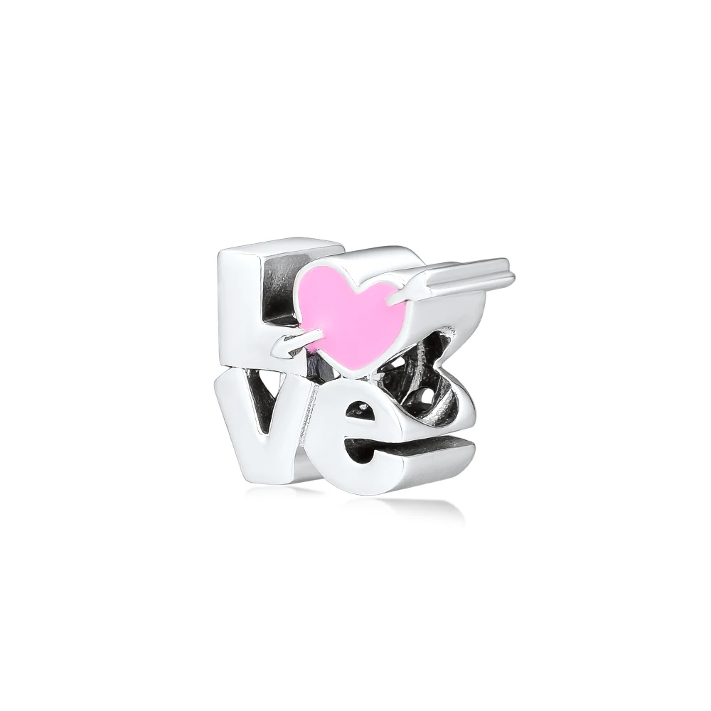 Fandola, CKK, розовый, Love Script, Шарм со стрелкой, 925 пробы, серебро, подходит для браслета Pandora, Подвески для изготовления ювелирных изделий, подарок для девушек