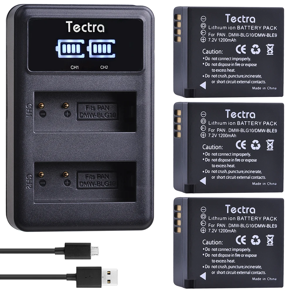 1200mAh DMW BLG10 DMW BLE9 Battery for DMW BLG10 BLG10e+Dual Charger