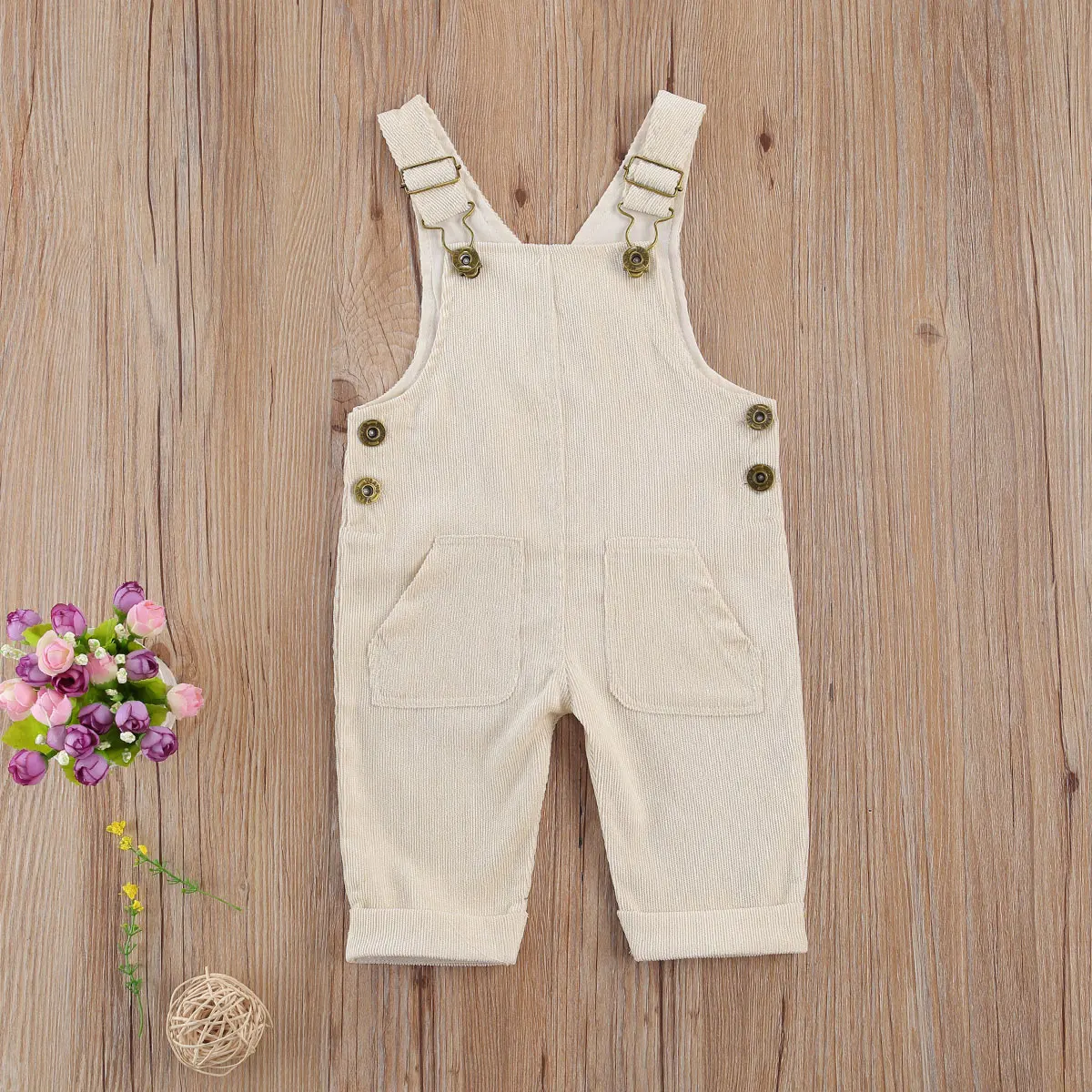 Toddler Baby Boys Suspender Pants Overalls Solid Color Corduroy Pocket Trousers Casual Loose Toddler Bib Pants Baby Clothing