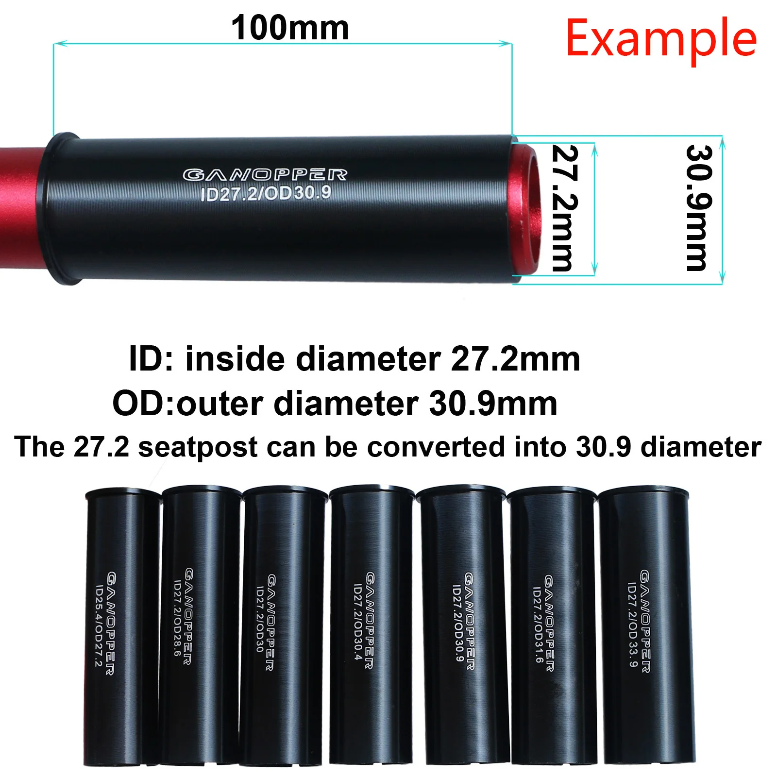 Universal Bicycle Seatpost Shim Adapter - Size-Adjustable Bushing Tube Reducer