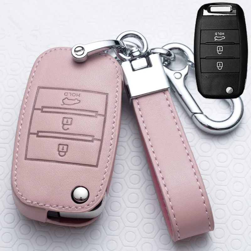 Car Key Case Leather Car Key Cover Case For Kia Rio QL Sportage Ceed Cerato Forte R GT Stinger Sorento Optima K2 K3 K4 K5 Picanto For Hyundai