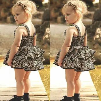 

Toddler Baby Girls Sleeveless Dress Party Princess Leopard Sundress Outfit