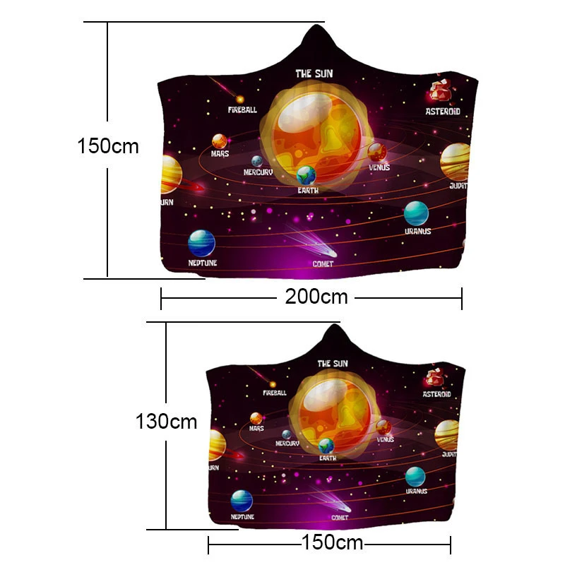 Вселенной Звездных Носки с рисунком на зиму с капюшоном одеяло для дивана-кровати флис ткань удобный мягкий теплый толстый двойной Слои