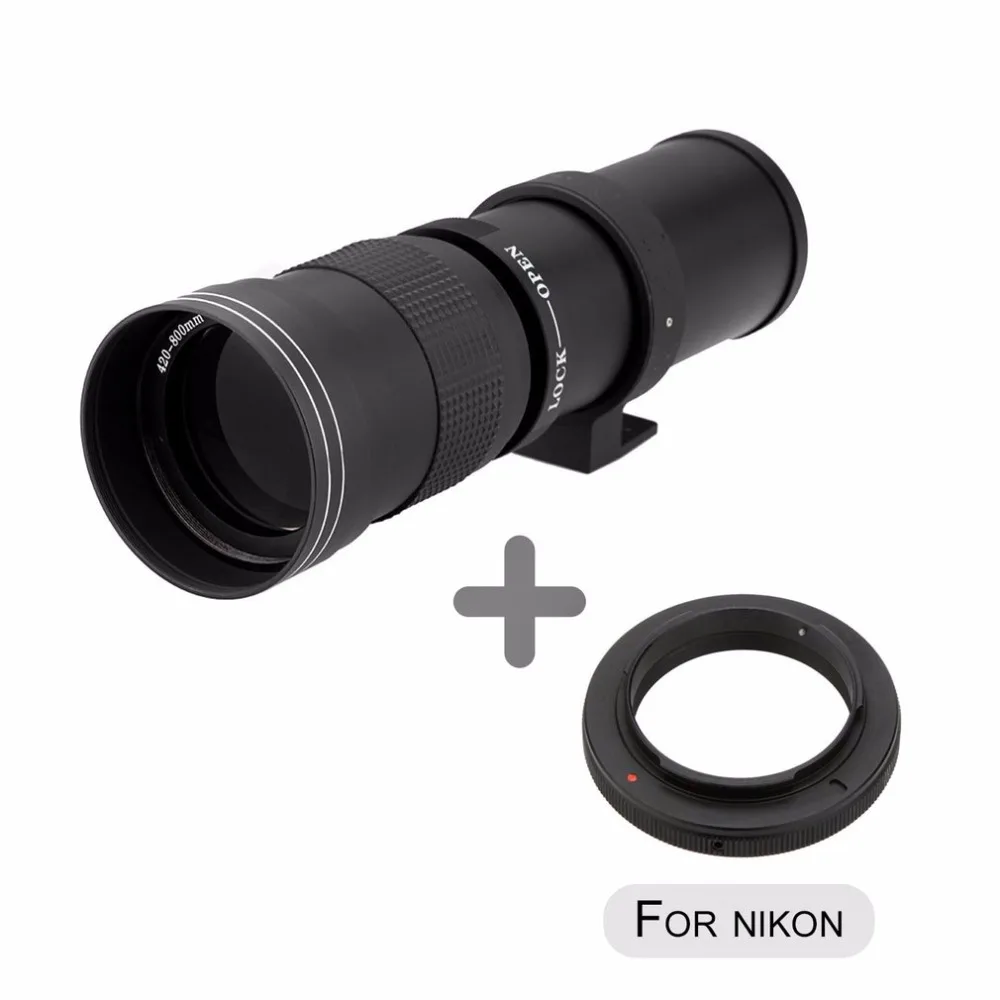 420-800mm f/8,3-16 телеобъектив для цифровых зеркальных фотокамер Nikon Т-образная оправа телескопического Камера D7200 D5300 D5200 D3300 D3200 D3000 D7100 D7000