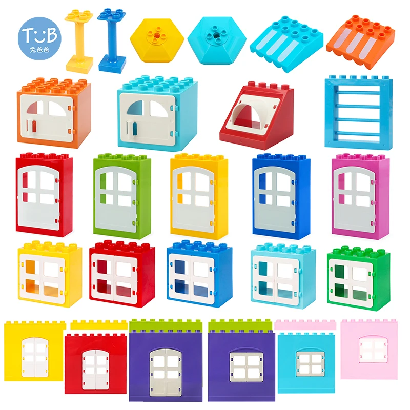 Scenes-Model Toys Brick Building-Blocks Wall-Accessories Gift Window Door Bulk Household