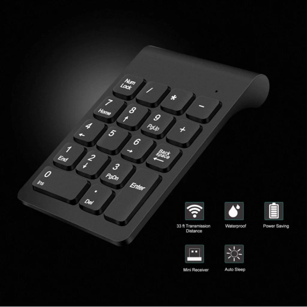 2.4G Numeric Keypad Wireless Financial Keypad With Mouse 18 Keys Number Pad Portable Silent Financial Accounting Keyboard