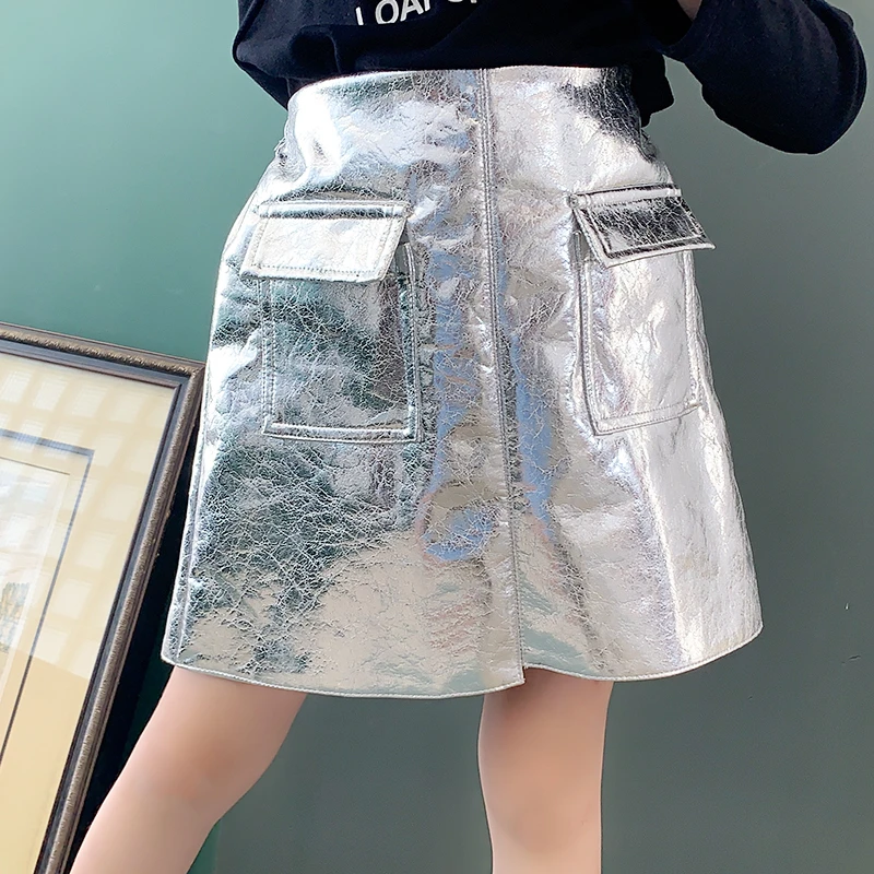 Юбка для девочек коллекция 2019 года сезон Ранняя осень Новая Яркая юбка Лазерная