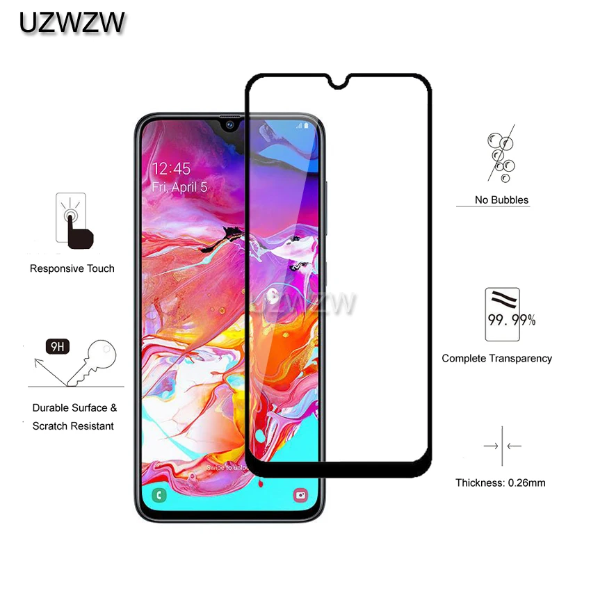 2 шт стекло для samsung A70 A70s полное покрытие защита экрана защитное закаленное стекло для samsung Galaxy A70 A70s закаленное стекло
