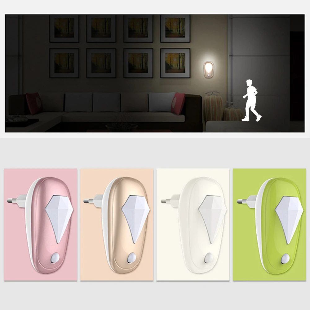 LED Night Light To Socket EU Plug Sensor Switch Socket Nightlight Lamp For Children Kids Living
