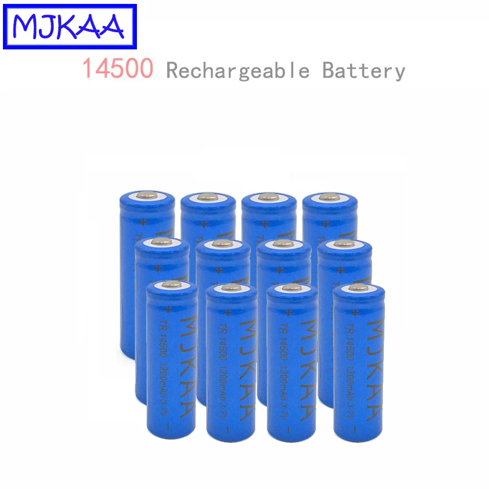 MJKAA 8/10/12Pcs 14500 1200mAh 3.7V Lithium Rechargeable Battery Discharge Power LED Flashlight Portable Devices Lighting Tools |