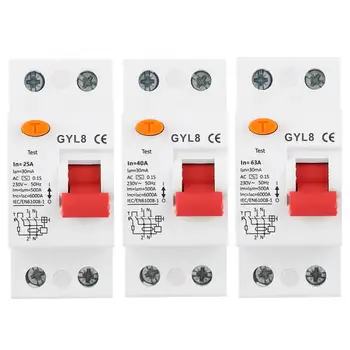 

12v circuit breaker GYL8 25/40/63A 2P RCCB Residual Current Circuit Breaker Electric Leakage Protection 230VAC
