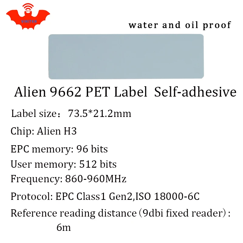 UHF RFID этикетка наклейка Alien 9662 печатная ПЭТ 915m 860 960MHZ Higgs3 EPC 6C 20 шт Бесплатная