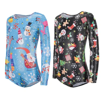 

Girls' Xmas Gymnastics Bodysuit Long Sleeves Leotard Ballet Dance Costume