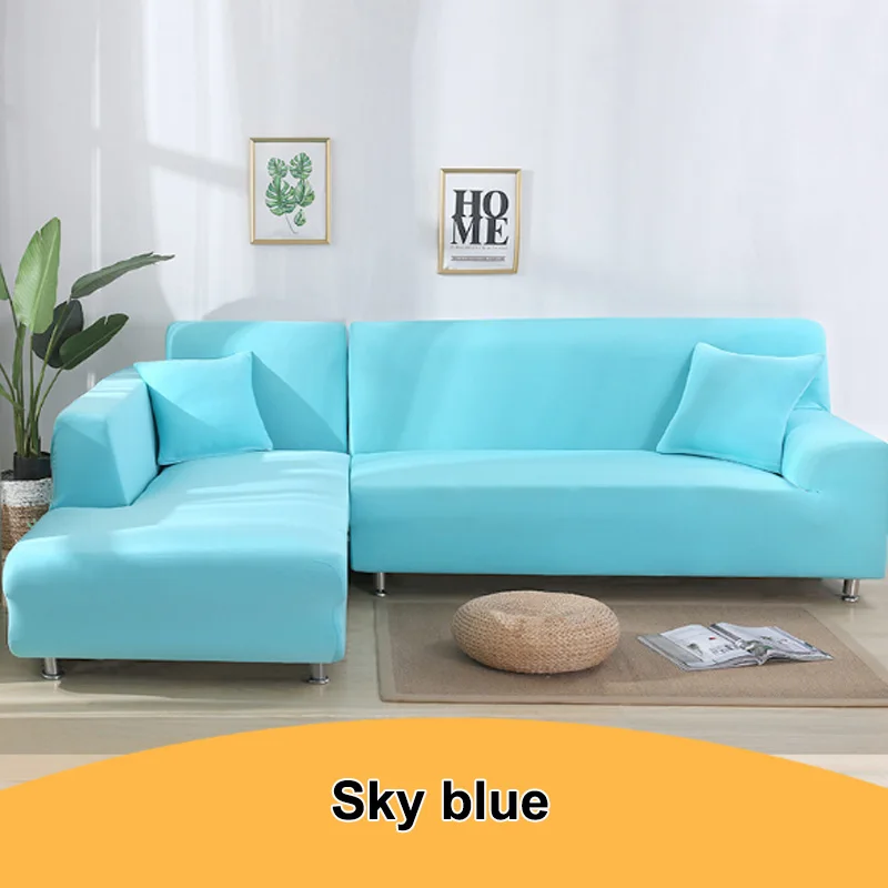 Эластичный 1 шт. угловой диван Высокое качество секционные Твердые L-стиль общие популярный чехол для дивана Лидер продаж плотно Обёрточная бумага - Цвет: Небесно-голубой