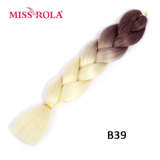 Miss Rola Synthetic Support Wholesale 100g 24 Inch Jumbo BraidsPink Green Yellow High Temperature Fiber Ombre Hair Extensions B39