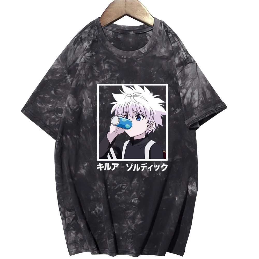 Повседневные футболки с принтом аниме Killua Zoldyck свободные унисекс | Мужская одежда