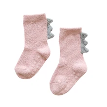 Носки для новорожденных девочек, однотонные мягкие носки с принтом, нескользящие носки-тапочки для малышей