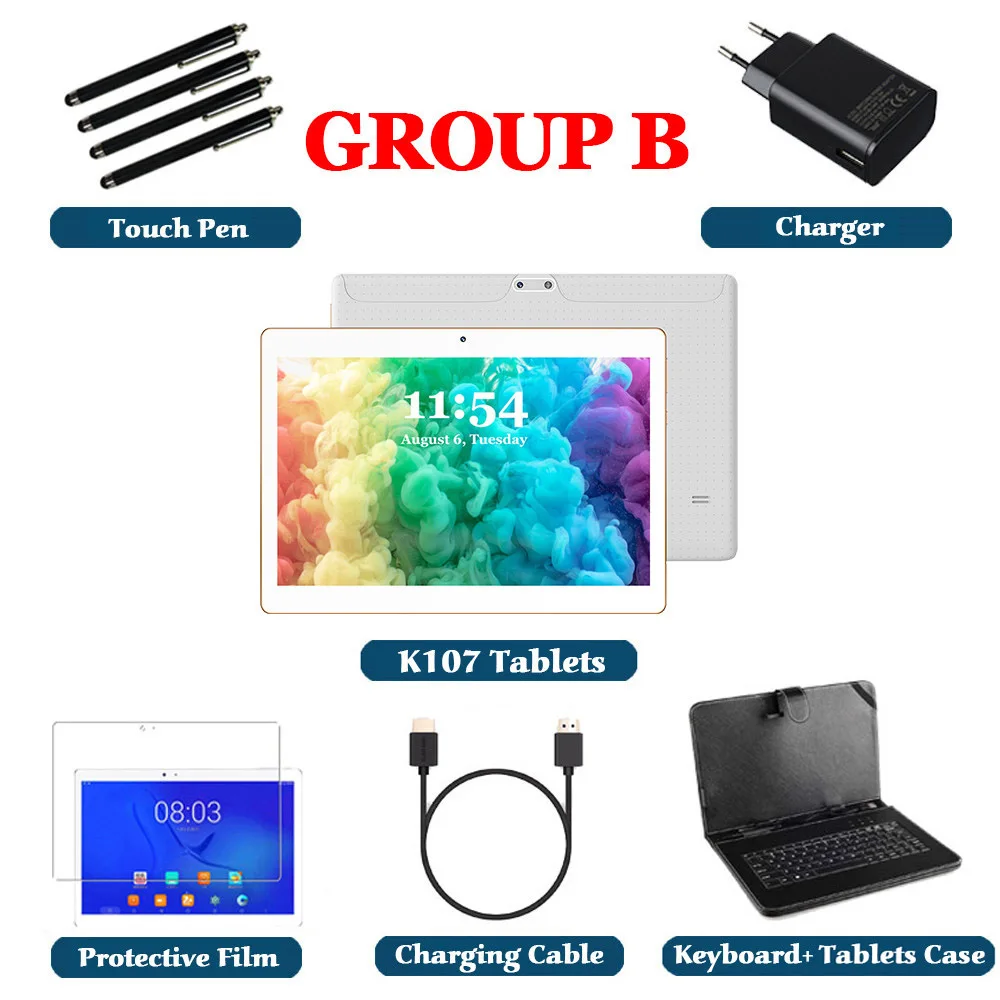 Add Keyboard Case Планшет LNMBBS K107, 10,1 дюймов, 3G, планшеты для телефонных звонков, 2 Гб ОЗУ, 32 Гб ПЗУ, Android 9,0, Восьмиядерный фаблет, WiFi, Bluetooth, gps, ips, планшетный ПК - Комплект: Add Keyboard Case