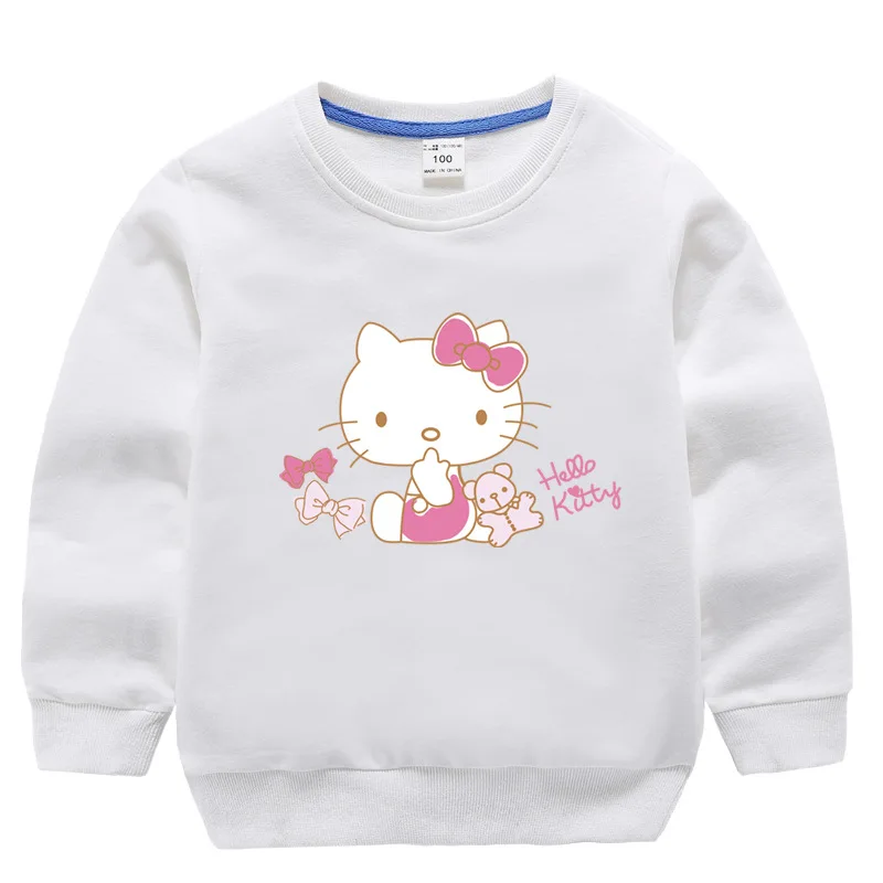 Свитшоты для маленьких мальчиков и девочек «hello kitty»; детские толстовки на весну-осень; свитер с длинными рукавами; детская футболка; одежда для детей