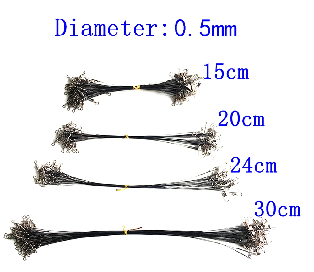 Fishing Tackle 20Pcs Steel Wire Leader With Swivel 4 Colors Leadcore Leash 15CM 20CM 30CM Anti Bite Fishing Line