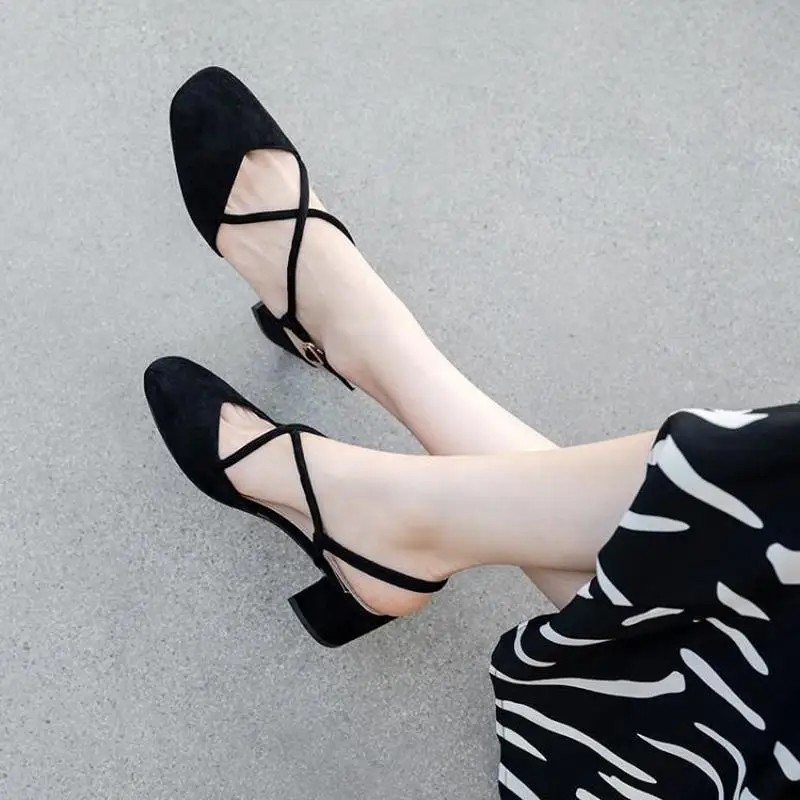 Г. Весенне-летние сандалии Женская замшевая обувь на высоком каблуке 5,5 см, с квадратным носком, модная Милая женская обувь повседневная однотонная обувь