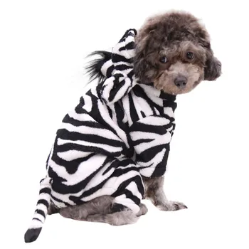 

2020 New Pet Dog Halloween Cosplay Costumes Funny Winter Black And White Zebra Image Design Four Leg Flannel Clothes HOT