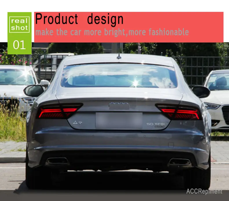 4 шт. автомобильный Стайлинг для Audi A7 задний светильник s 2012- для A7 светодиодный задний фонарь+ сигнал поворота+ тормоз+ задний светодиодный светильник