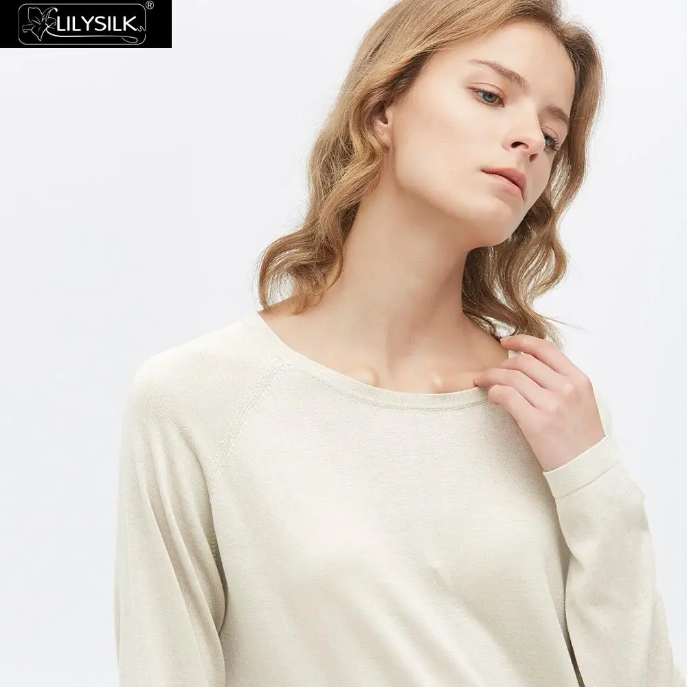 LilySilk длинная шелковая трикотажная футболка с круглым вырезом Женская Новая