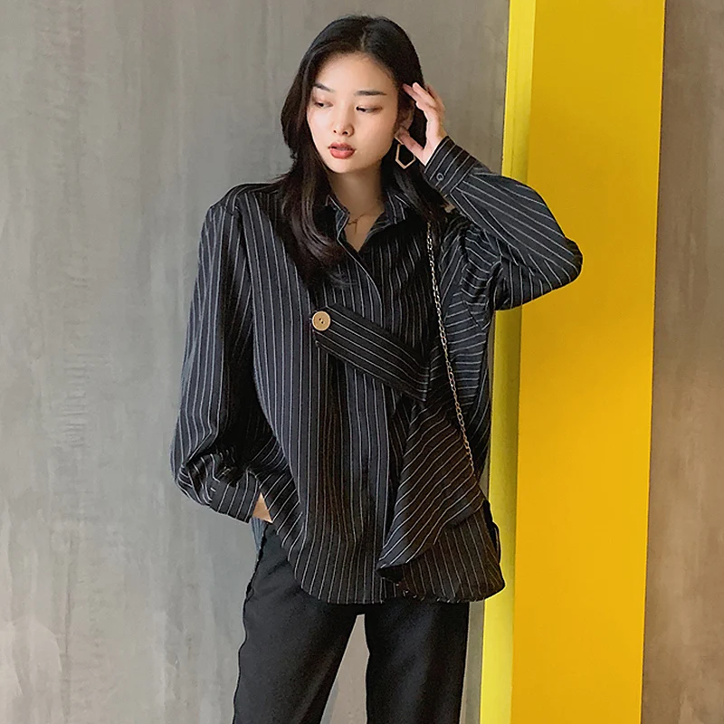 

2019 England Style Blouses Women plus size Ladies Tops Simple White Black Stripe Shirts Blouses blusas mujer camisas mujer