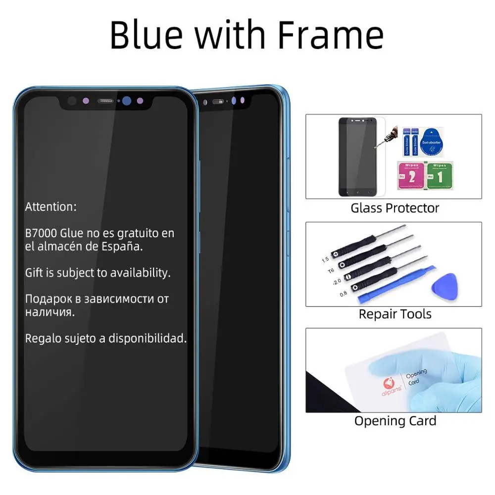 Blue with Frame Дисплей для Xiaomi Mi 8 LCD в сборе с тачскрином 6.21'' черныйсплей - Цвет: Blue with Frame