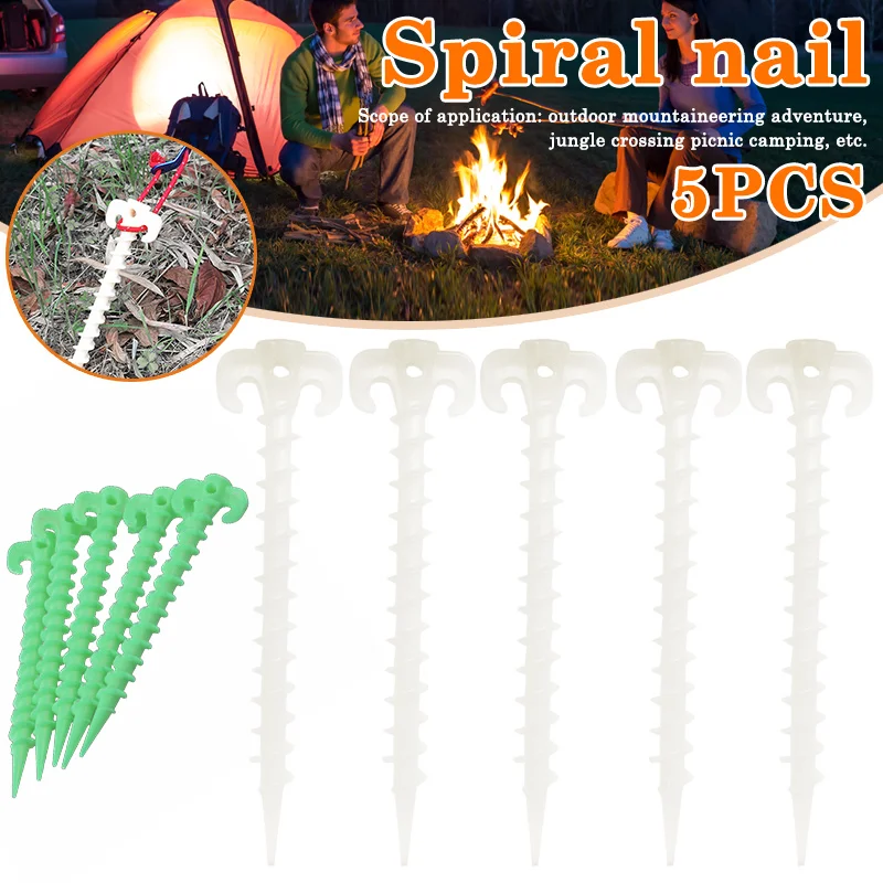 

5 pcs/set Luminous Camping Canopy Tent Ground Screw Pegs Horn Nails Outdoor Climbing Tent Plastic Nails Tent Accessories