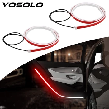 

YOSOLO 2pcs/set Welcome Decor Lamp Strips Anti Collision Safety Car Light White Red Lighting Car Door Opening Warning Light