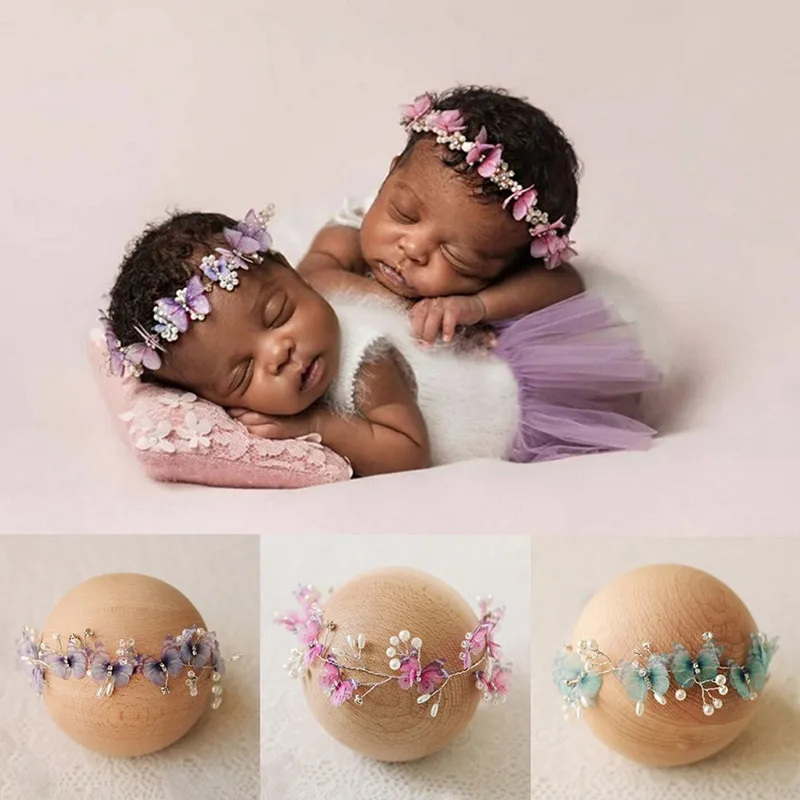 Baby Girl Headbands  Flower Butterfly Pearl Hair Accessories Newborn Photography Props  Headwear