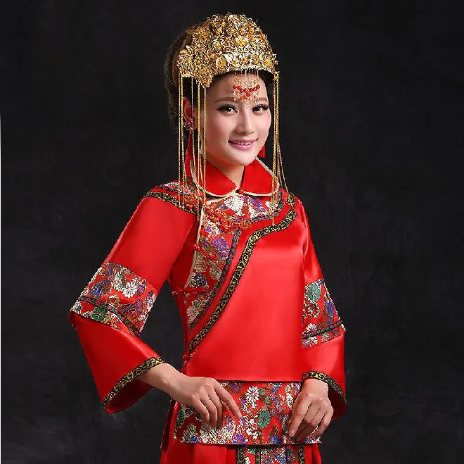 Special Offer Chinese Traditional Wedding Dress Bride Formal Dress Chinese Style Marriage Formal Dress Red Toast Wedding Dress R