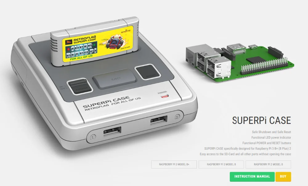 Чехол GeeekPi Retroflag SUPERPi-J NESPi чехол с дополнительным игровым контроллером для Raspberry Pi 3B Plus(3B+)/3B