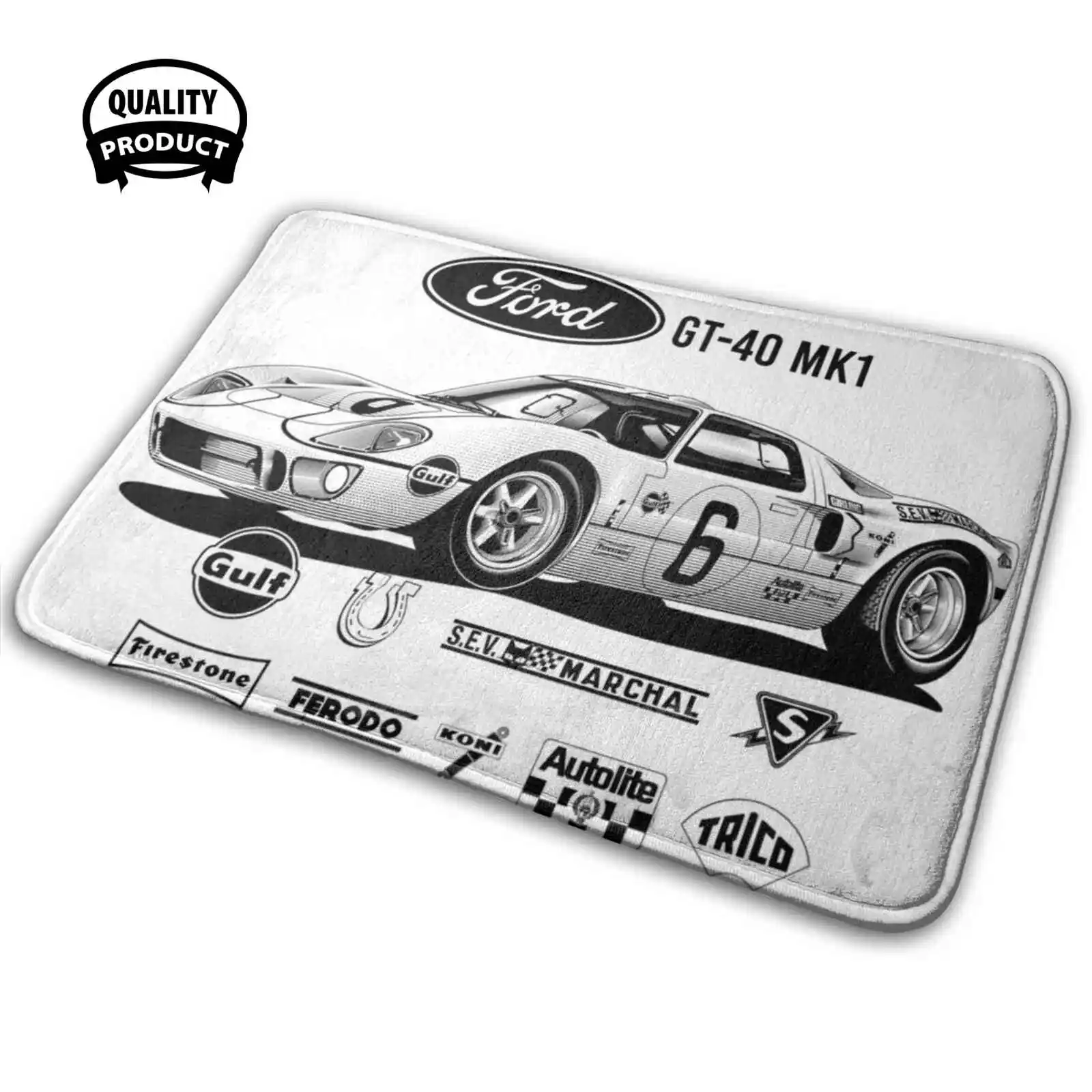 Копия Gt40 мягкий дом семейный Противоскользящий коврик ковер Le Mans Winner Shelby