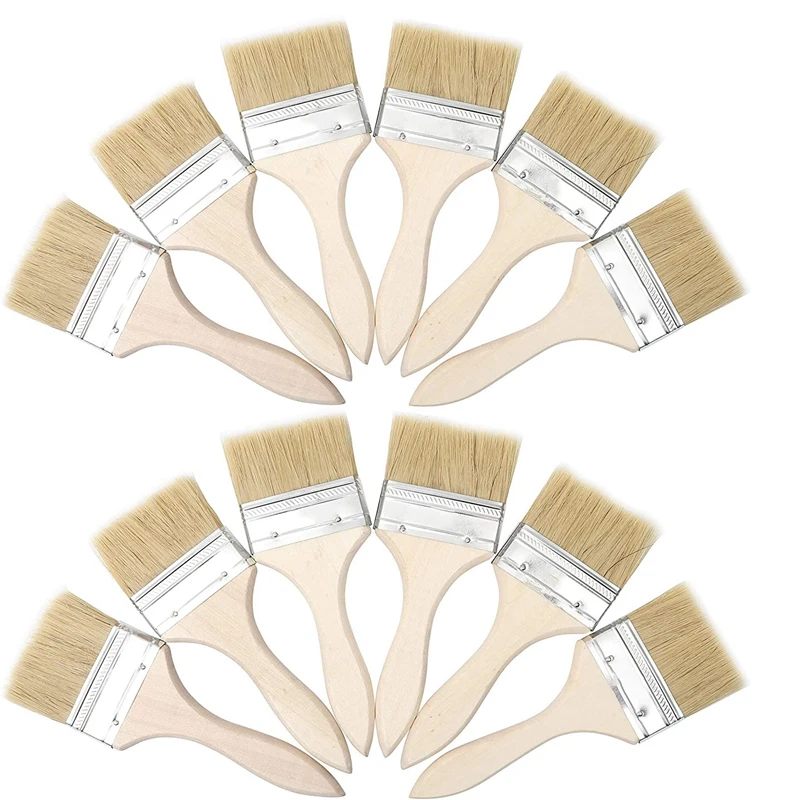 12 Pack of 3 Inch (74mm) Paint Brushes and Chip for Stains Varnishes Glues Gesso Promotion | Обустройство дома