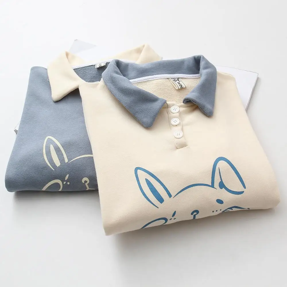 Мягкие женские толстовки с изображением милого кролика для девочек ЯПОНСКИЕ