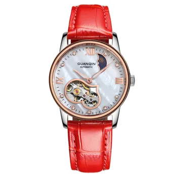 

Women Watch Men Luminous Clock Men Automatic Waterproof Mechanical Leather Rose Gold Skeleton Business Relogio Masculino