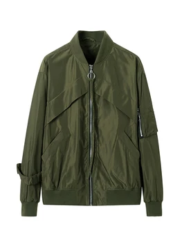 

Pioneer Camp 2019 Men's Spring Casual Bomber Jacket Coat Men with Pockets Oversize Army Green Jackets for teen AJK901582