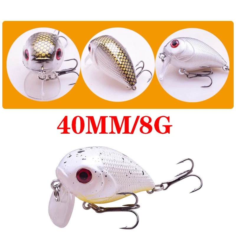 Fishing Lure Fishing Tackle Fishing Bait 1Pcs Crank Minnow Fishing Lure 40mm 8g Floating Wobblers Artificial Hard Bait With Treble Hooks Crankbait for Bass Carp