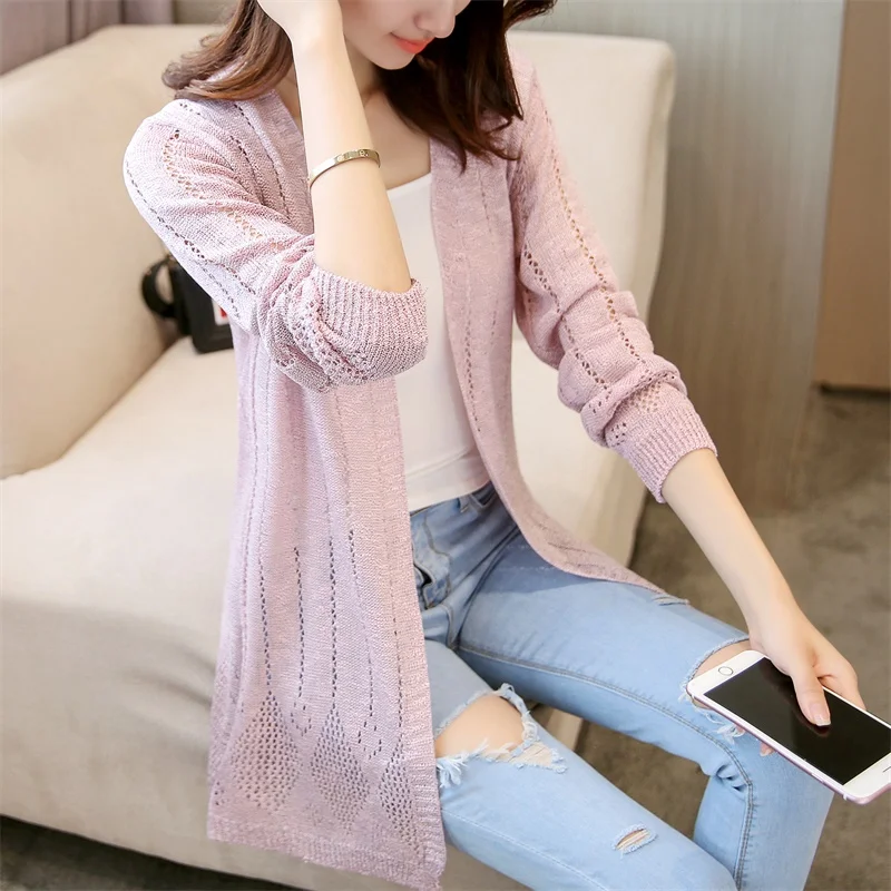 

and long spring and autumn thin style with Korean version of loose summer ice hemp air conditioning shirt women's shawl