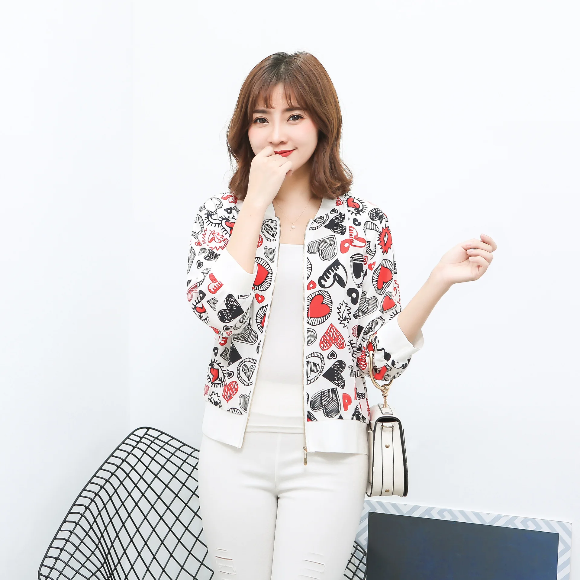 

2019 Autumn New Style Real Silk WOMEN'S Dress Large Size Short Coat Jacket 100% Mulberry Silk Sun-resistant Baseball Uniform li
