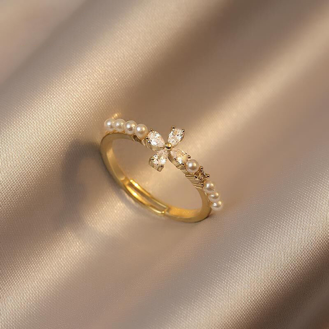 Retro Celebrity Temperament Pearl Rings For Woman 2021 Korean Fashion Suit Jewelry Party Girl's Elegant Accessories Ring