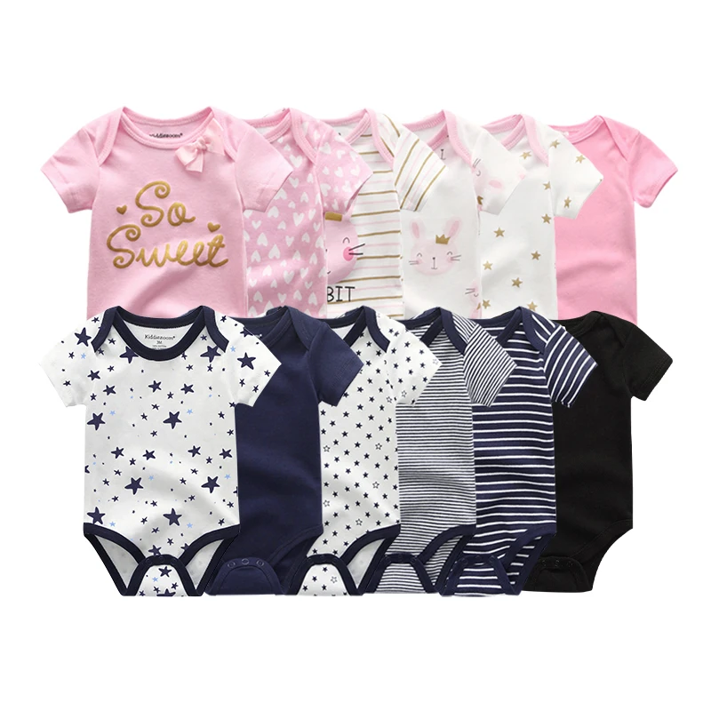 Cut Rate Bodysuit Short-Sleeve Newborn Girls Baby-Boy Ropa-Bebe Cartoon Cotton Print 6PCS GR6Je17Q8k0